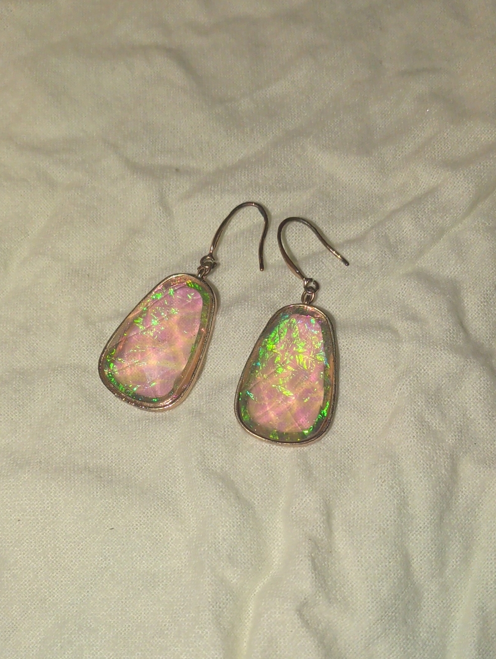 Pink Opal-Effect Drop Dichroic Glass Earrings - Women's Jewelry